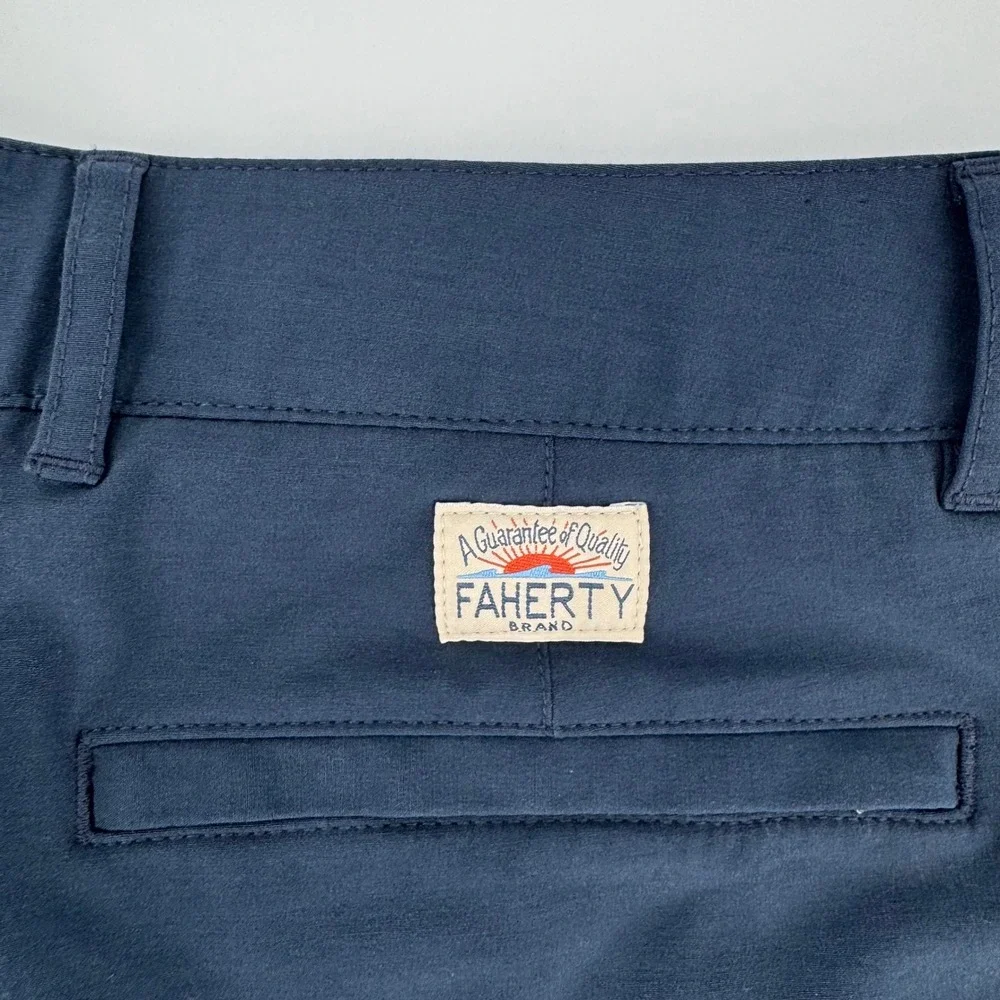 Faherty All Day Shorts Mens 32 Navy Blue Hybrid Board Shorts Stretch 9 Inseam